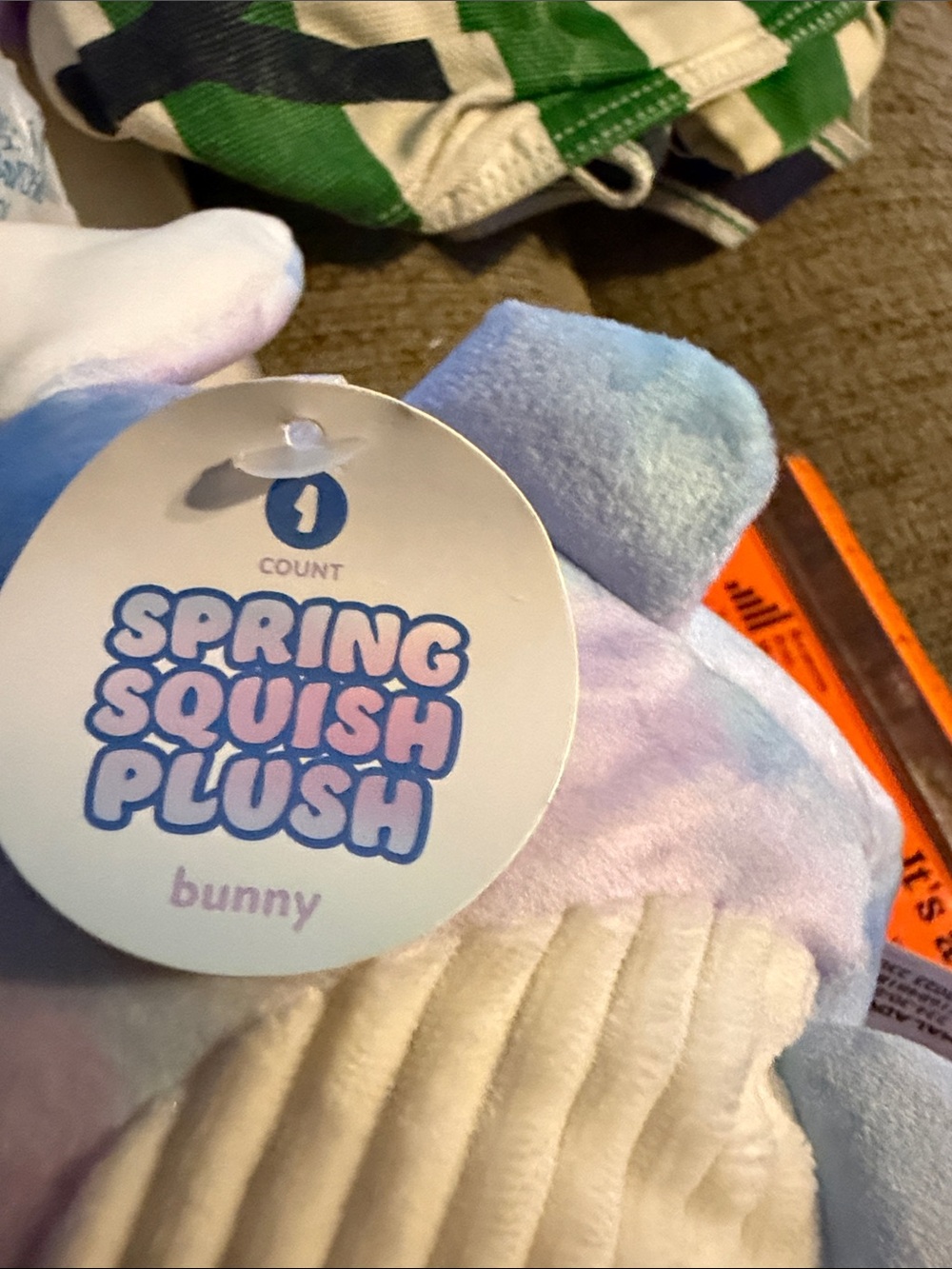 Plush Stuffed Bunny Animal Tie- Dyed -Soft Cuddly Toy - Picture 7 of 7